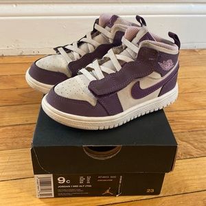 Suede Pro Purple/Desert Sand colored Jordan’s